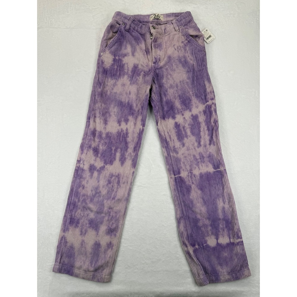 Free‎ People We The Free Tie Dye Corduroy Pants Women Size 26 Purple Beige